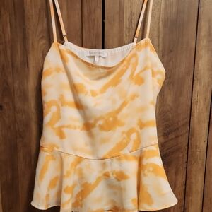 Harper Wren Tie-Dye Peach & White Peplum Cami with Adjustable Straps
